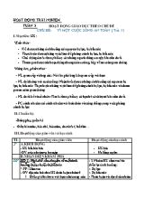 Giáo án Hoạt động trải nghiệm Lớp 2 (Chân trời sáng tạo) - Tuần 5, Chủ đề Vì một cuộc sống an toàn (Tiết 1)